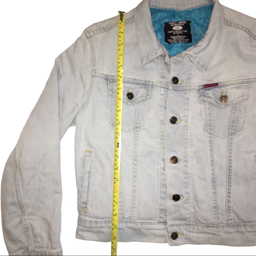 Y2K / 1990s Jean Jacket Vintage Denim Sherpa Lined Grit Iron Workwear 1929 Large - Picture 14 of 16